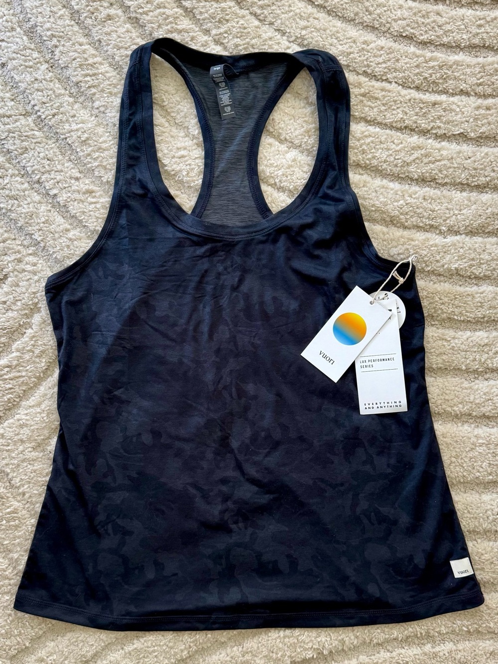 NWT Vuori Black Camo Racerback Tank Top - Large